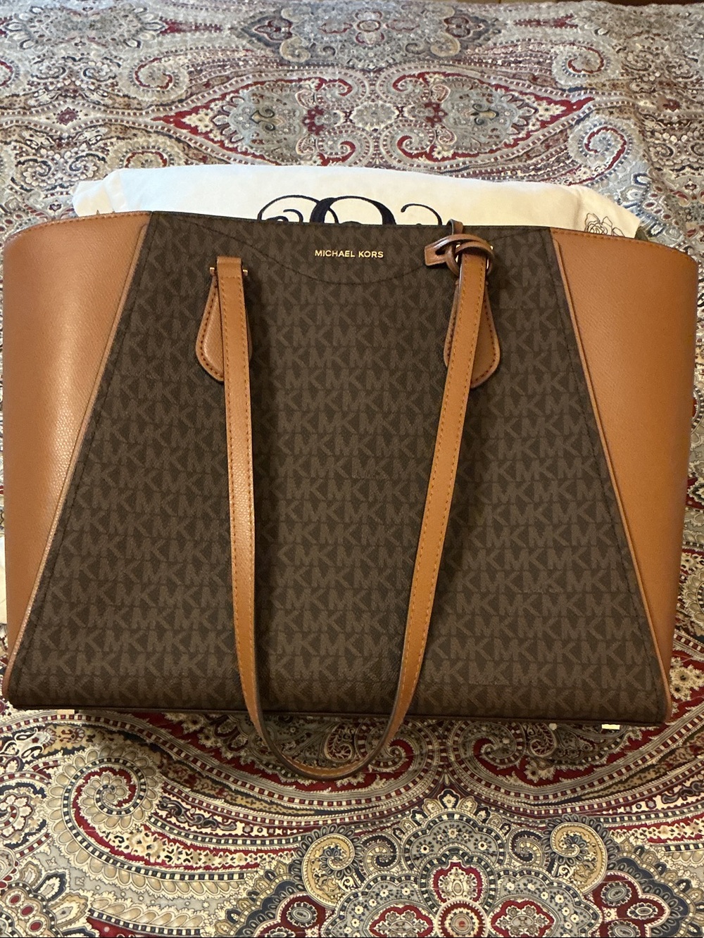 Michael Kors Brown & Tan Signature Logo Tote